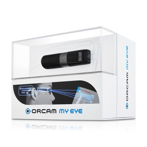 OrCam MyEye – prodejní balení.